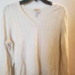 Winter White Sweater - Talbots - Petit - Cotton - Large